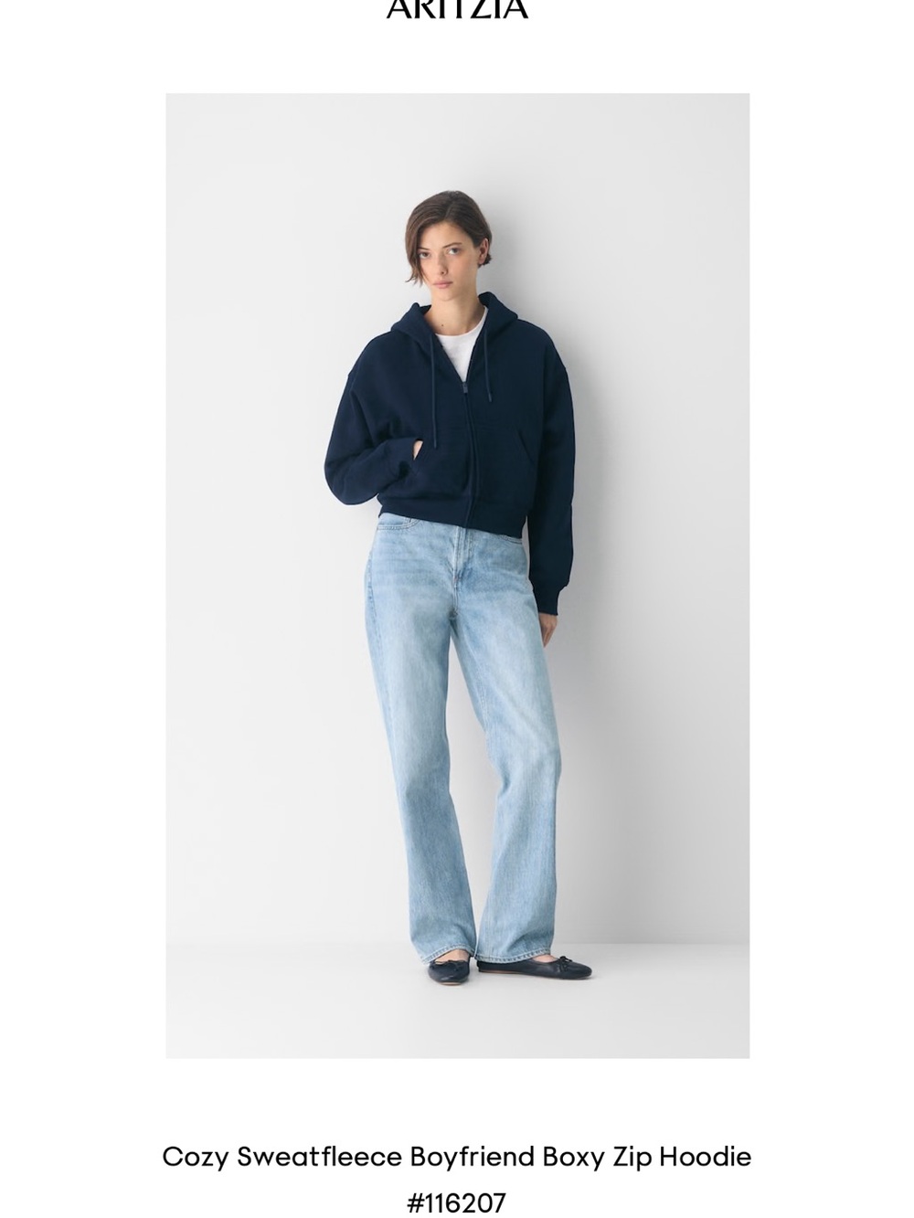 Aritzia Navy Full-Zip Hoodie with Cargo Sweatpants (Admiral set) - Picture 3 of 3